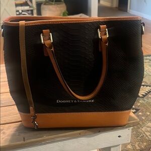 Dooney and Burke snake print black and brown bag